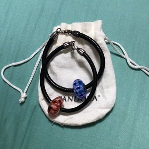 Auth Pandora leather XL Murano bracelets